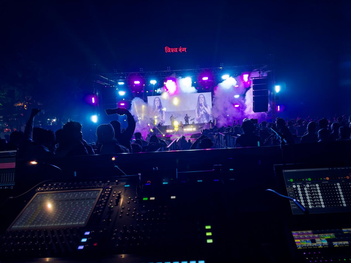Large LED video wall at a live event production