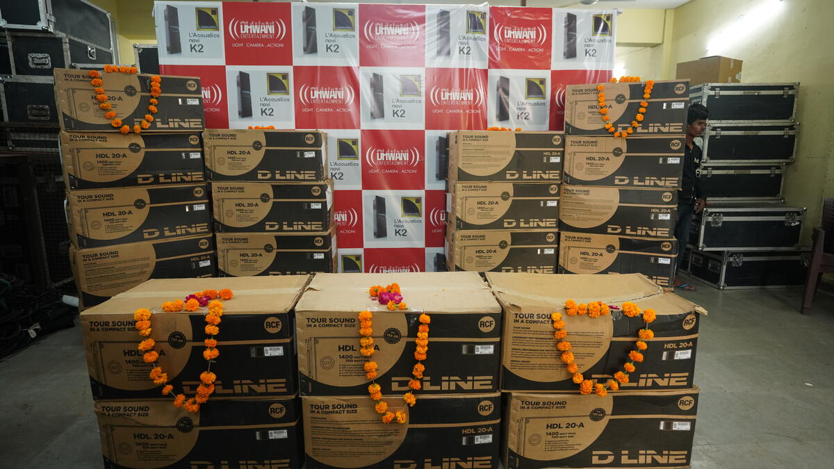 Dhwani Entertainment's production warehouse with equipment